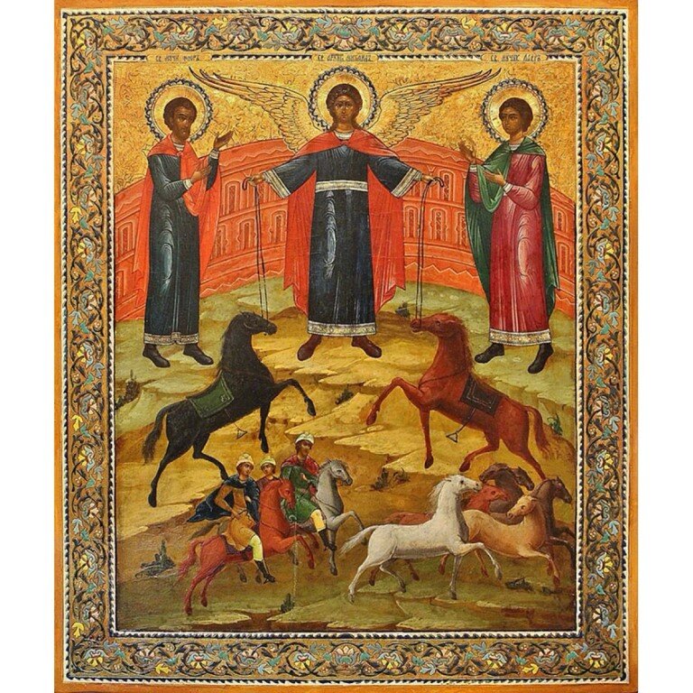      Икона св. Фрола и Лавра, в центре - Архангел Михаил. Источник: Яндекс. картинки