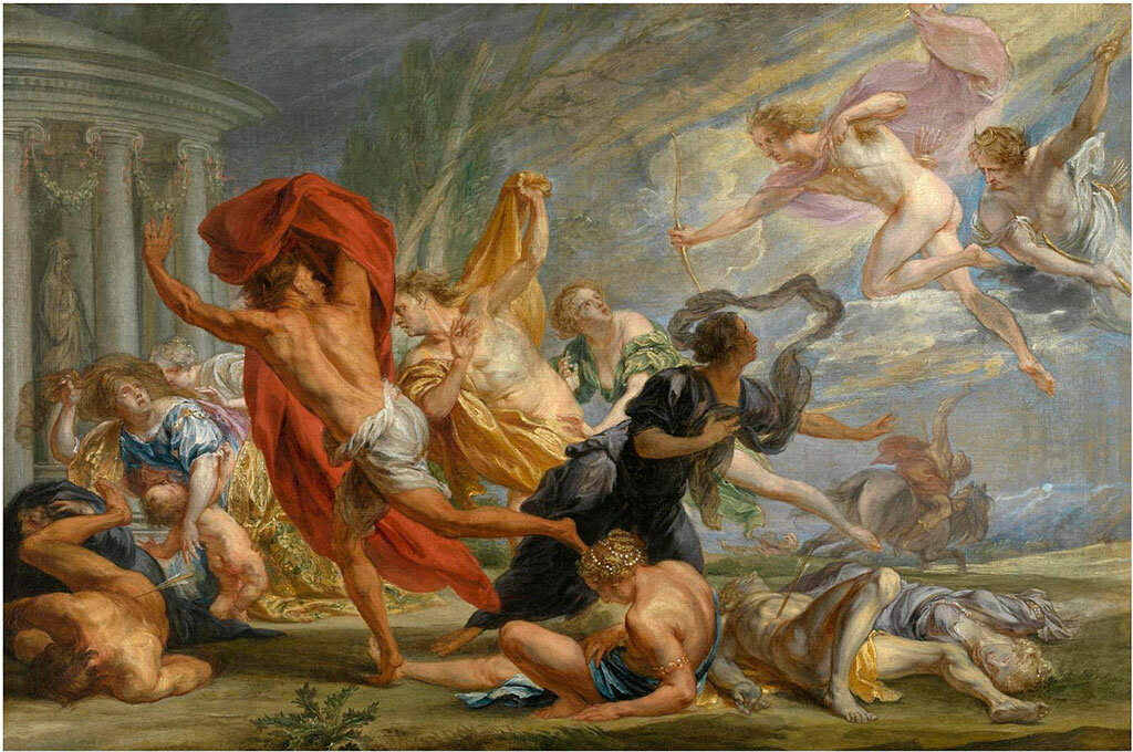 Иоганн Бокхорст. Аполлон и Артемида убивают детей Ниобы, 1630