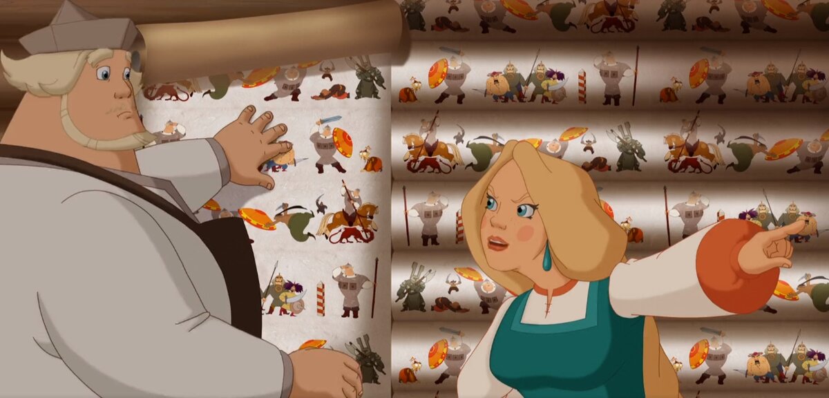 Кадр из мультфильма "Три богатыря и Шамаханская царица".