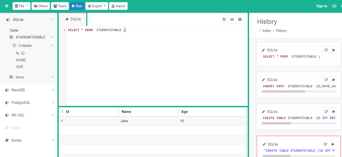 Работа с базами данных SQLite