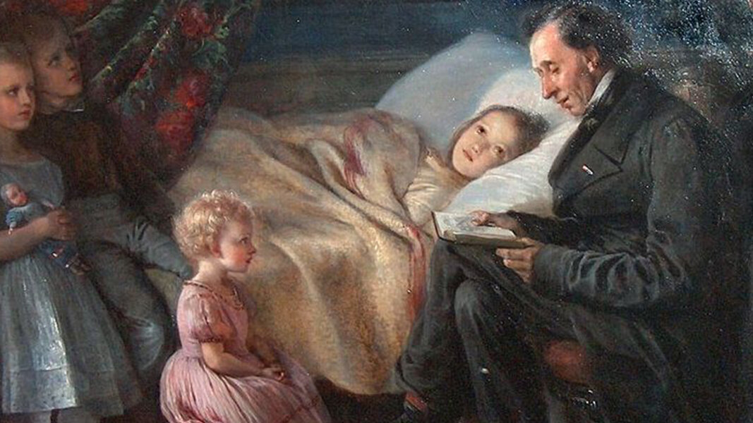 На многих изображениях художник с детьми. Хот детей он не любил.