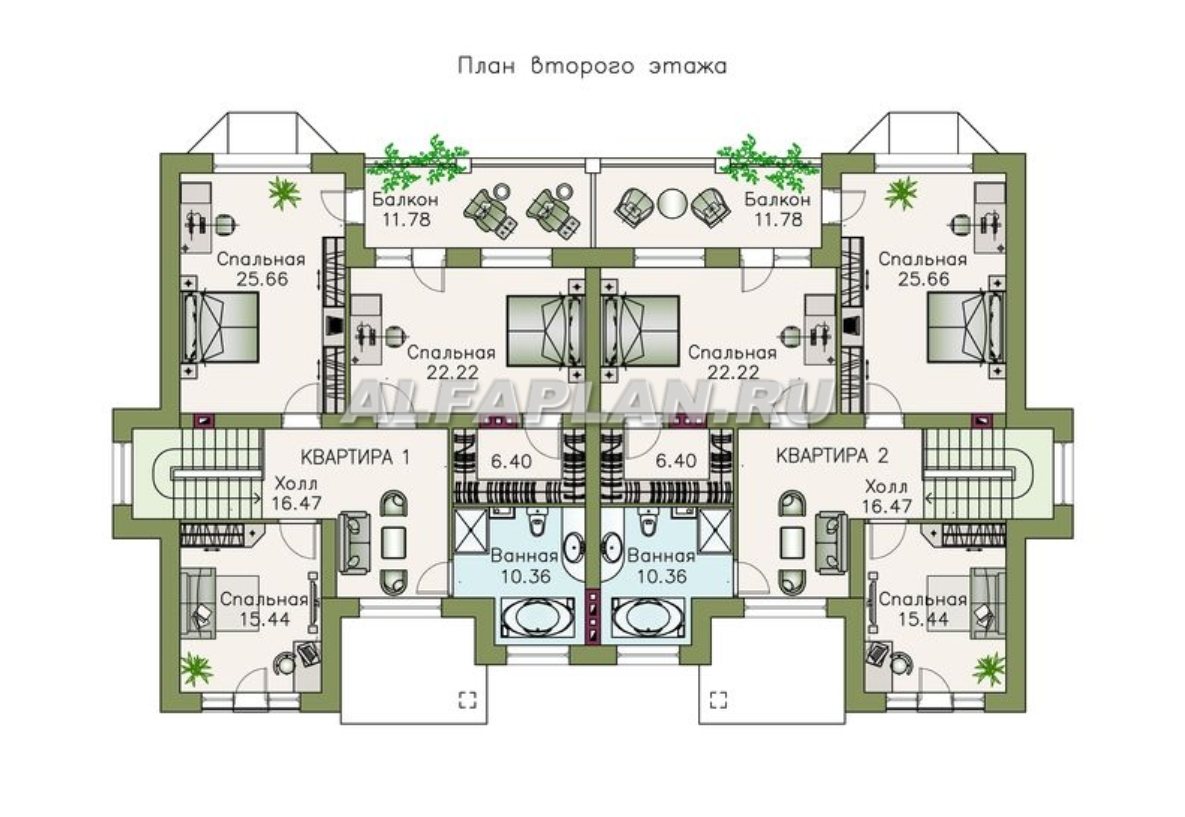 Проекты дуплексов на две семьи разной площадью