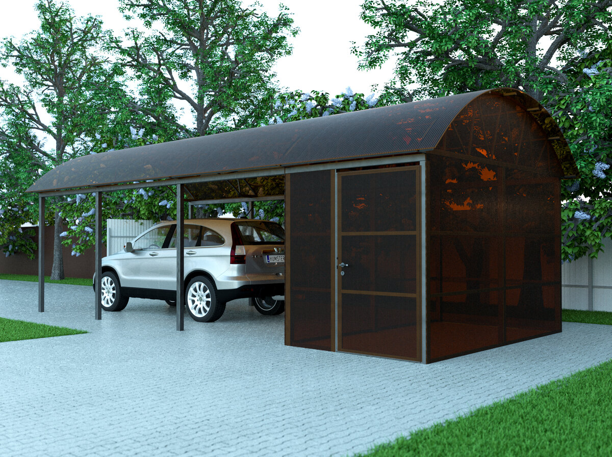 Навес для авто с хозблоком №8