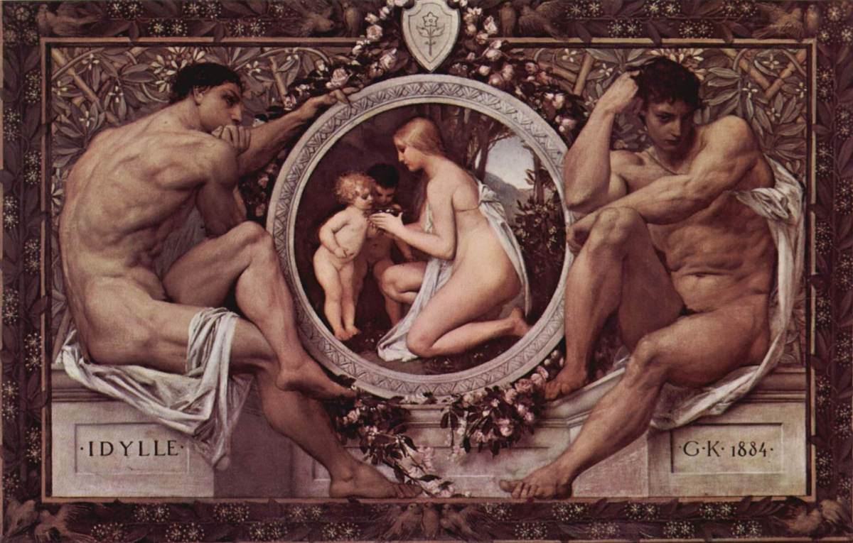 Густав Климт, "Идиллия", 1884, 49.5 × 73.5 см. Исторический музей, Вена