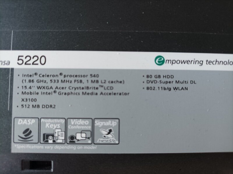 Печалька... Ноутбуку Acer 5220 14 лет!