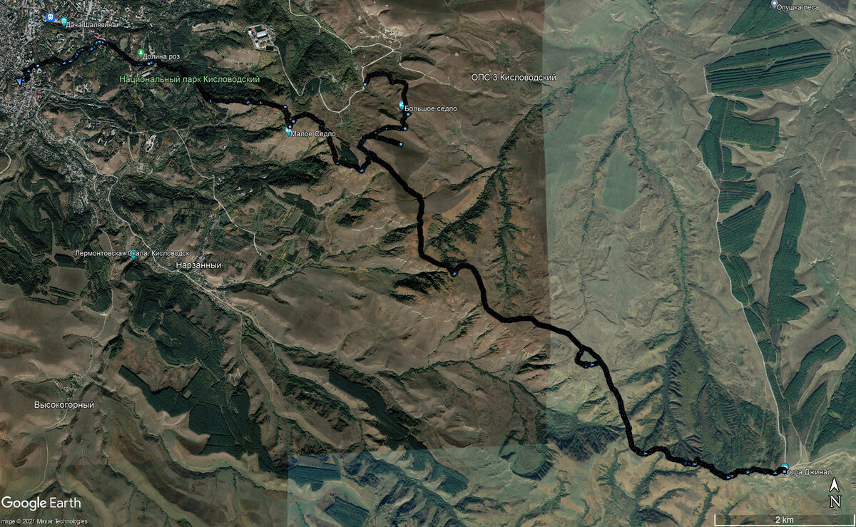 Карта и подробное описание маршрута похода из Кисловодска на вершины Большое  Седло, Малый Джинал, Верхний Джинал и Малое Седло | Фотоотчёты о  путешествиях | Дзен