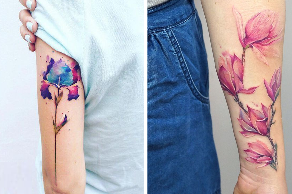 Яркие тату с цветами