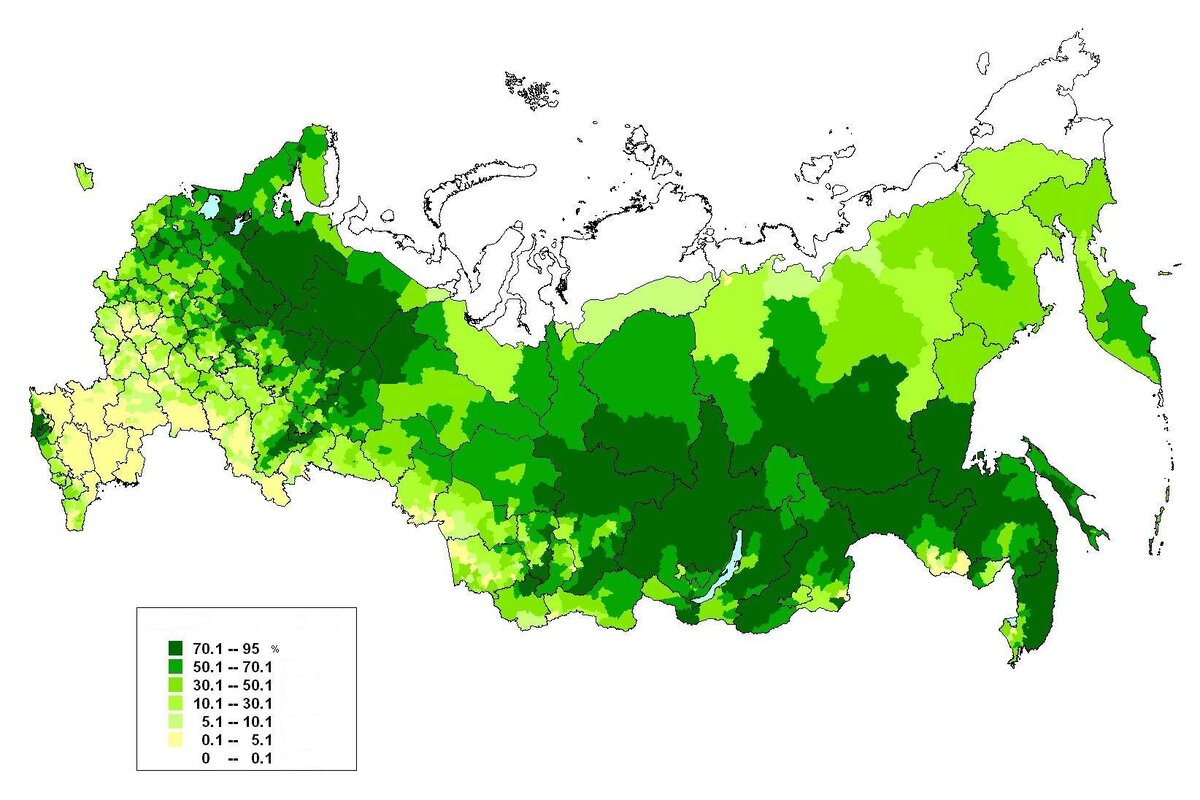 Лесистость регионов России