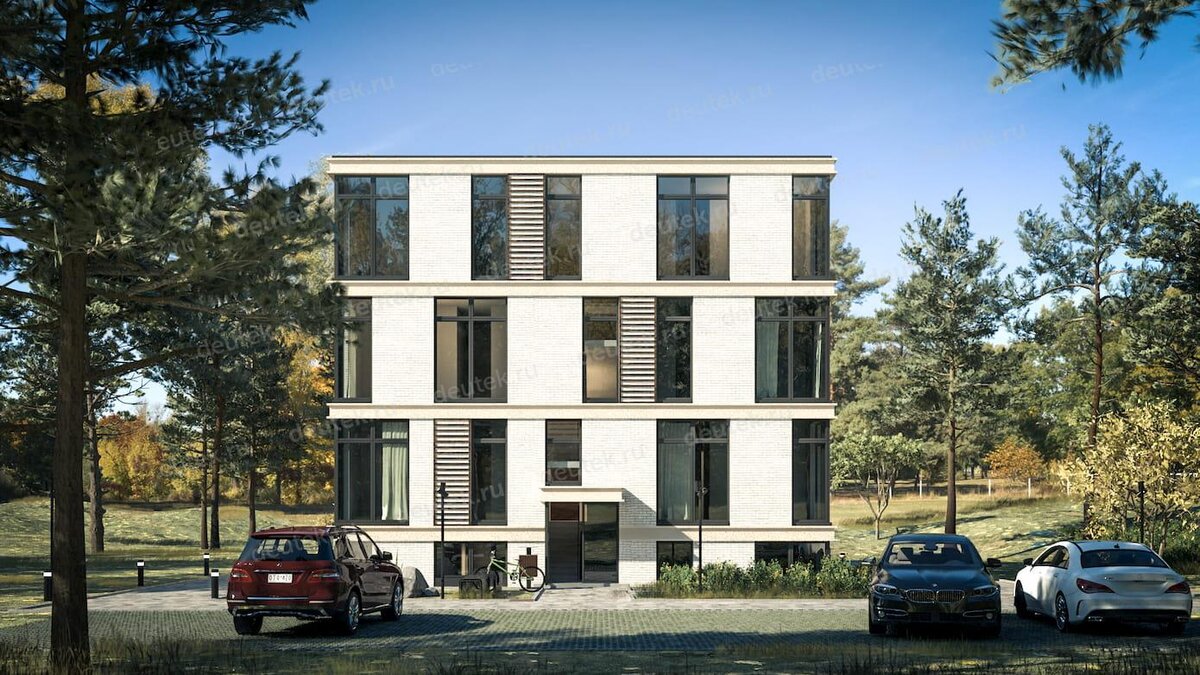 Проект четырехэтажного многоквартирного дома 528 м2 с цоколем - L-11