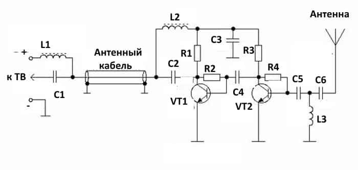 Антенный усилитель для автомагнитолы схема