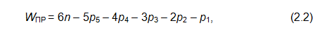Максимальное число координат, определяющих положение звена в пространстве, составляет 6 (см. формула (1.1)). Тогда n звеньев механизма обладают 6n степенями свободы.-2