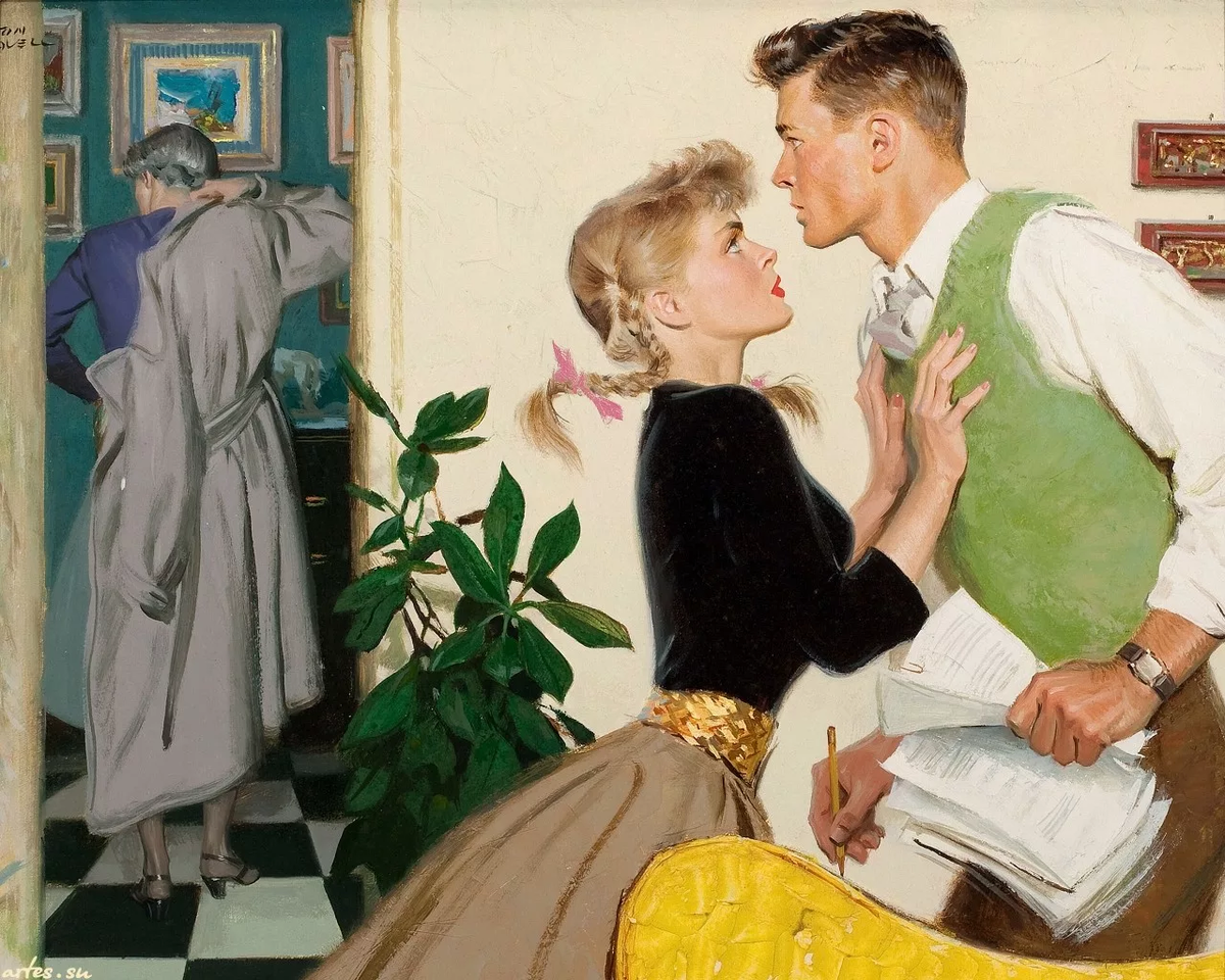 Старая изменяют. Том Ловелл - Tom Lovell (1909 - 1997) — американский иллюстратор и художник. Томас Ловелл картины. Картины Тома Ловелла. Художник том Ловелл картины.