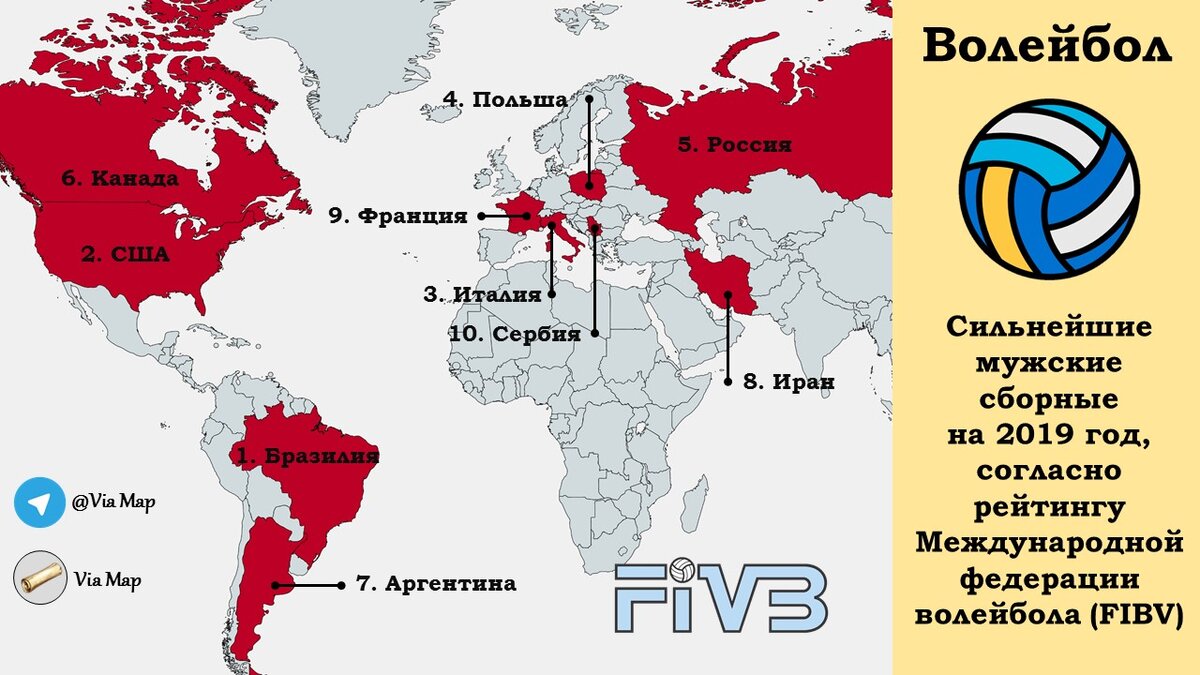 Десять сильнейших сборных мира. Футбол, хоккей, волейбол, баскетбол | Via  Map | Дзен
