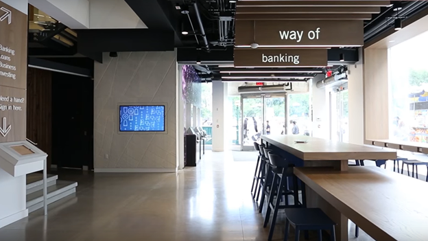 Интерьер современного банка.