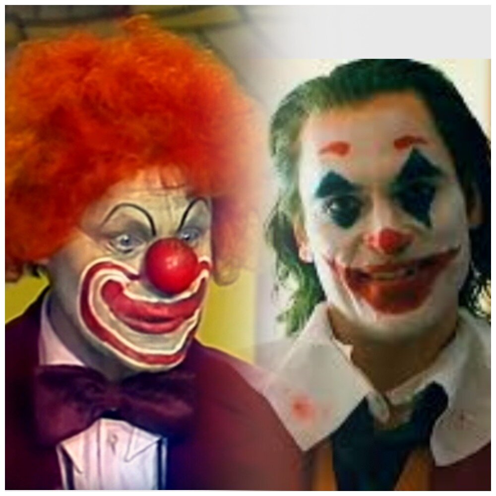 скриншот с youtube слева кадр из телепередачи "АБВГДейка"справа кадр из трейлера "Джокер"