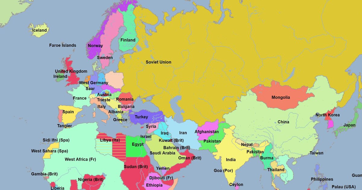 Карта евразии с границами стран