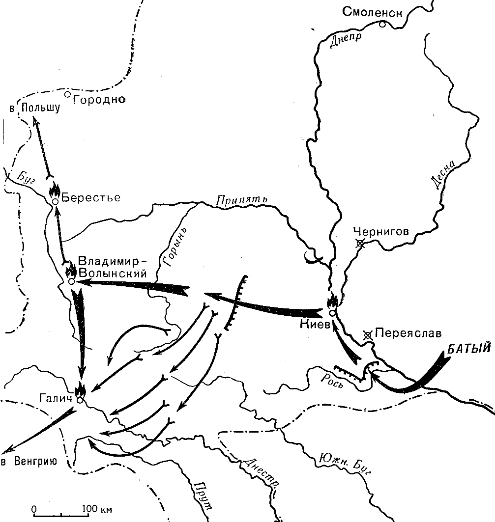 Походы батыя на русь схема