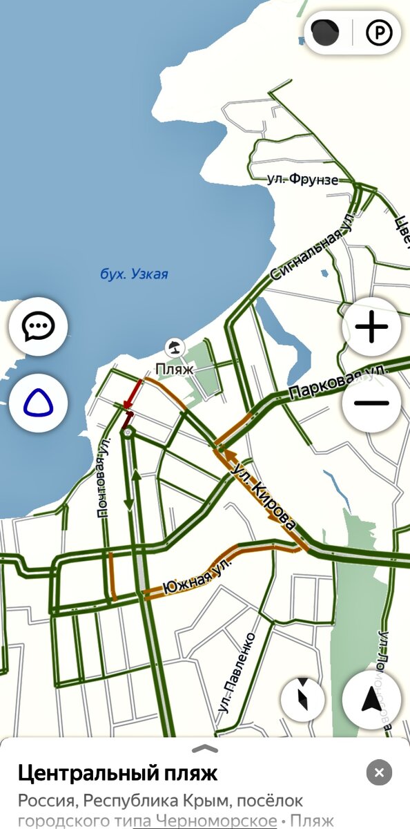 Центральный пляж на карте Яндекса