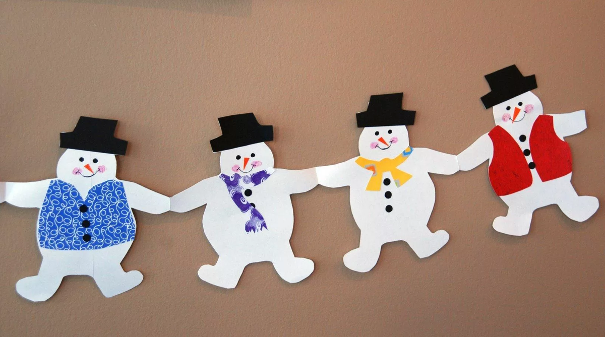 ⛄ How to make a garland of snowmen for the New Year with your own hands from A4 paper