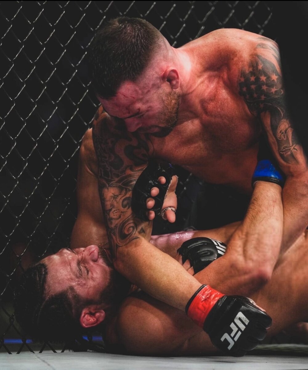 Ковингтон вбивает Масвидаля в канвас своими локтями 