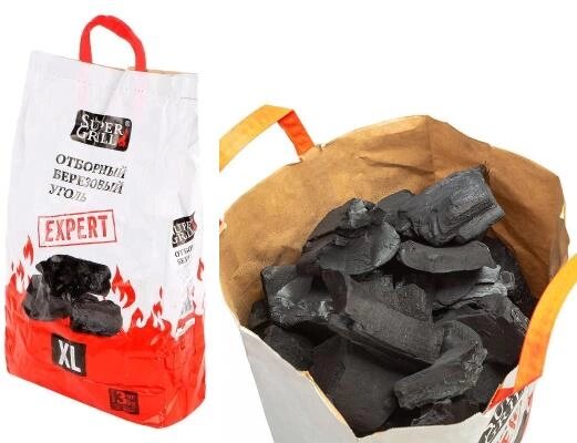 Например, отборный березовый уголь SuperGrill XL 3 кг expert