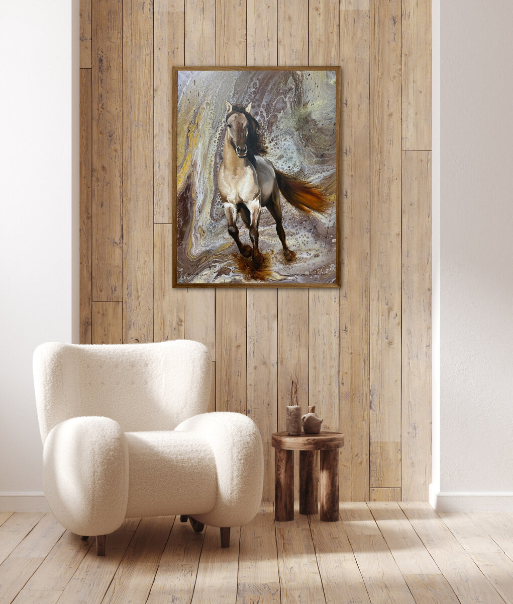 Картина в интерьере. "Мустанг". Художник: Олег Зеликов