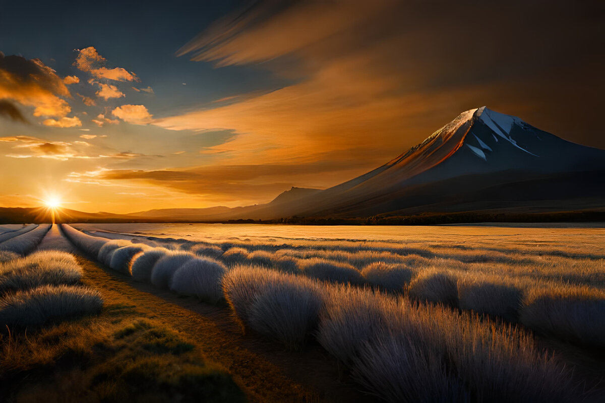 Япония, осень, поле, ветер. Нейросеть Blue Willow.