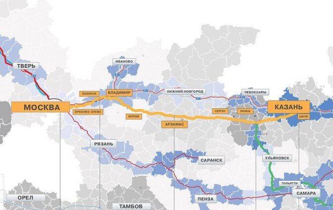 Проект трассы Москва - Казань. Источник: Информавтодор.