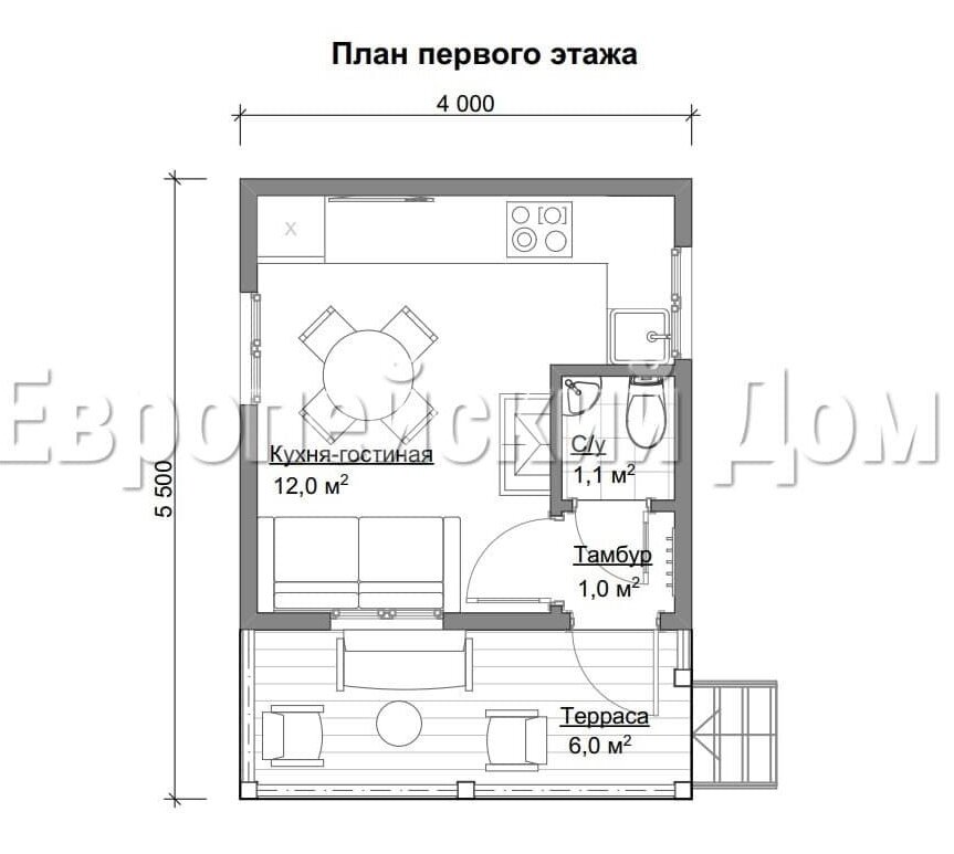 Отличный дом студия 4х5 для двух человек за городом!