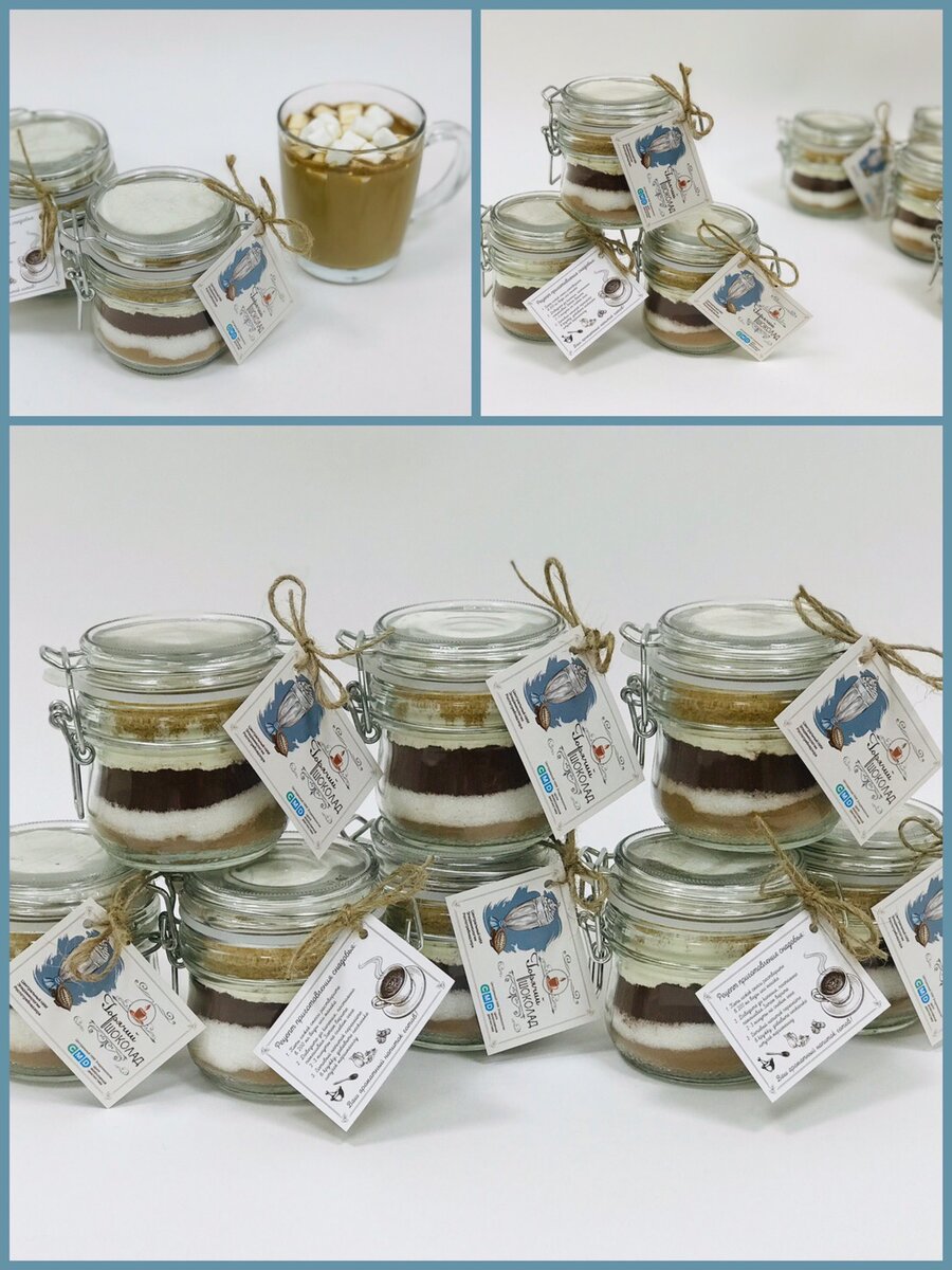 Смеси для выпечки слоями в банках с логотипом