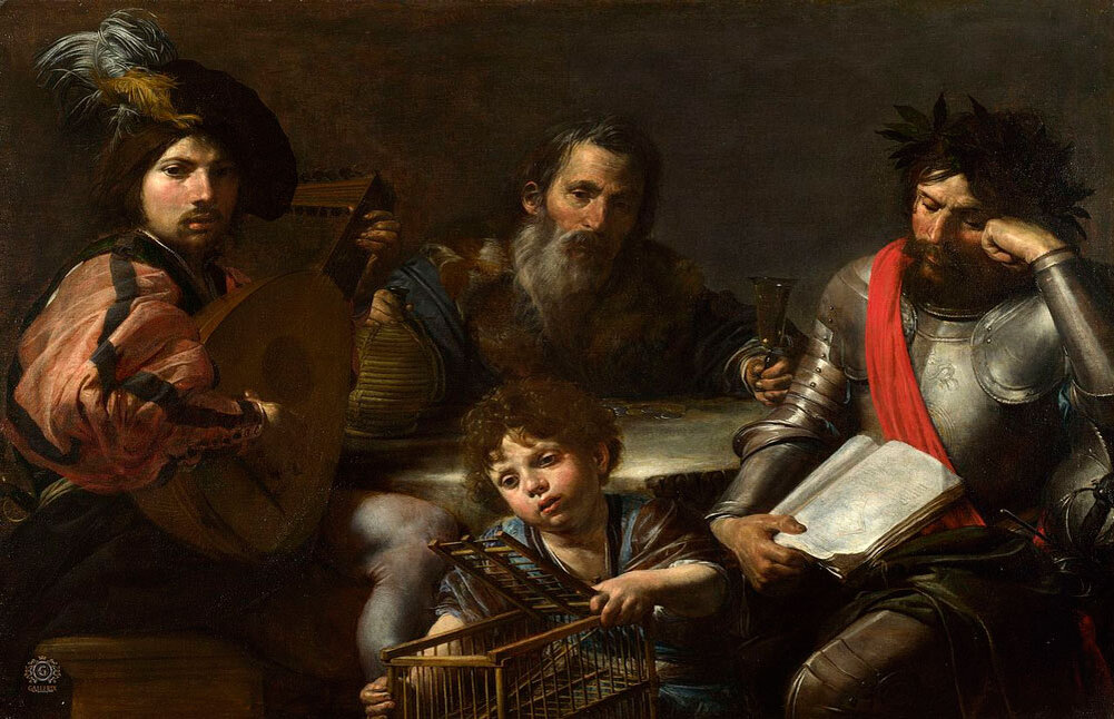 Валентин де Булонь четыре возраста. Валантен де Булонь (Valentin de Boulogne, 1591-1632). Валантен де Булонь четыре возраста человека. Валан-тенаде Булоня «четыре возраста человека».