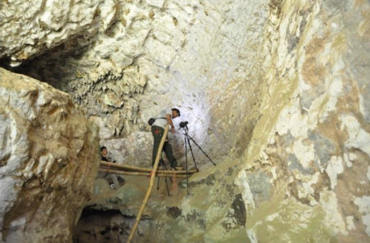 Внутри пещеры, где были найдены картины, высоко на задней стене. (Ким Ньюман)