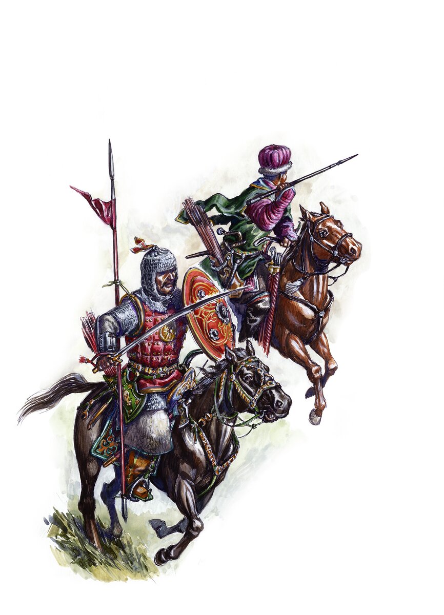 Ногайские конники. Вторая половина XVI — XVII вв. Реконструкция М.В. Горелика.
