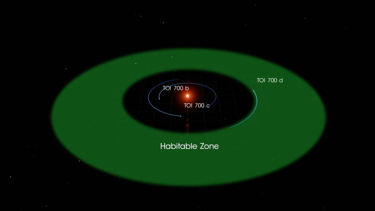 Система звезды TOI 700 в представлении художника. Credit: NASA’s Goddard Space Flight Center