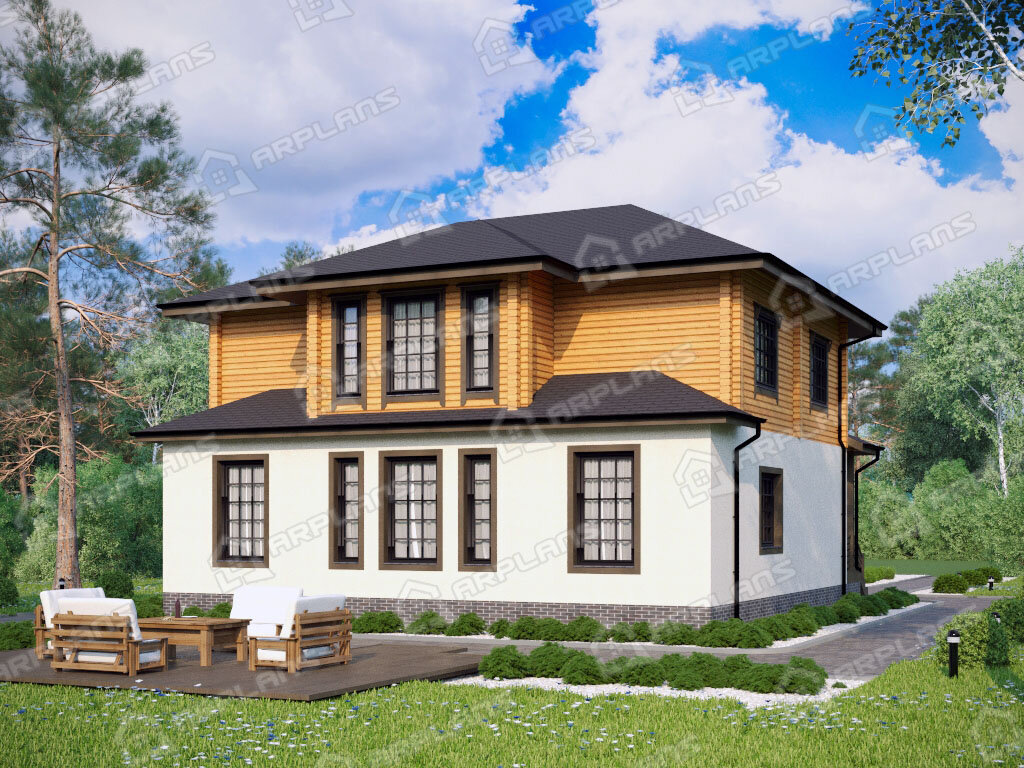 Фото 2 двухэтажного комбинированного дома с 3 спальнями и газовой котельной, 200 кв м .  Источник arplans.ru Проект А-021