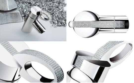 Самый дорогой кран в мире. Изготовлен из белого золота и инкрустирован 282 бриллиантами.