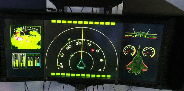 Финальный вариант "Стеклянной кабины" СУ-57 от компании "ЭЛКУС" (GIF видео).