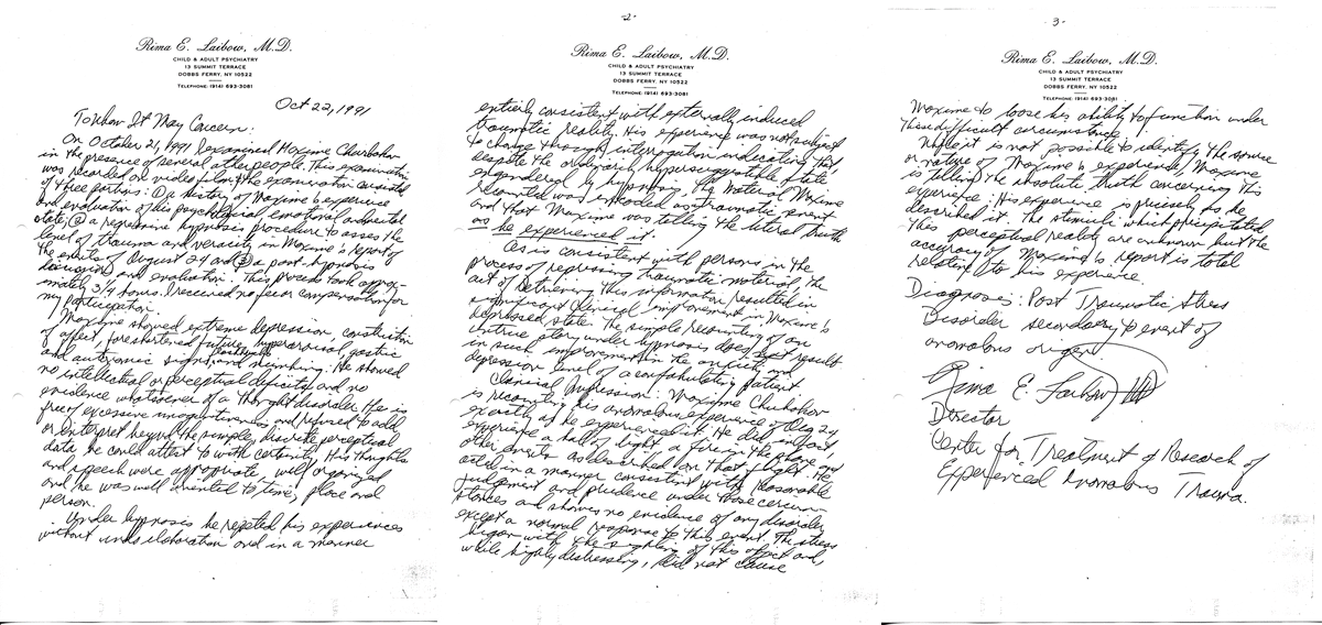 Заключение Д.Рима, Е.Лэйбоу о проведении регрессивного гипноза