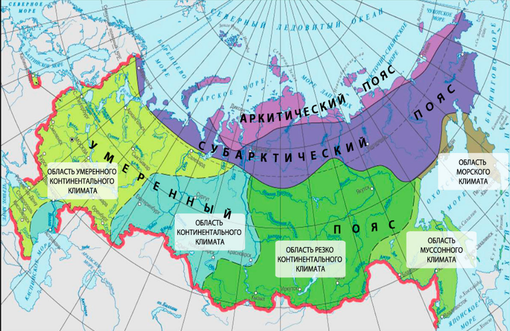 Климатические зоны России