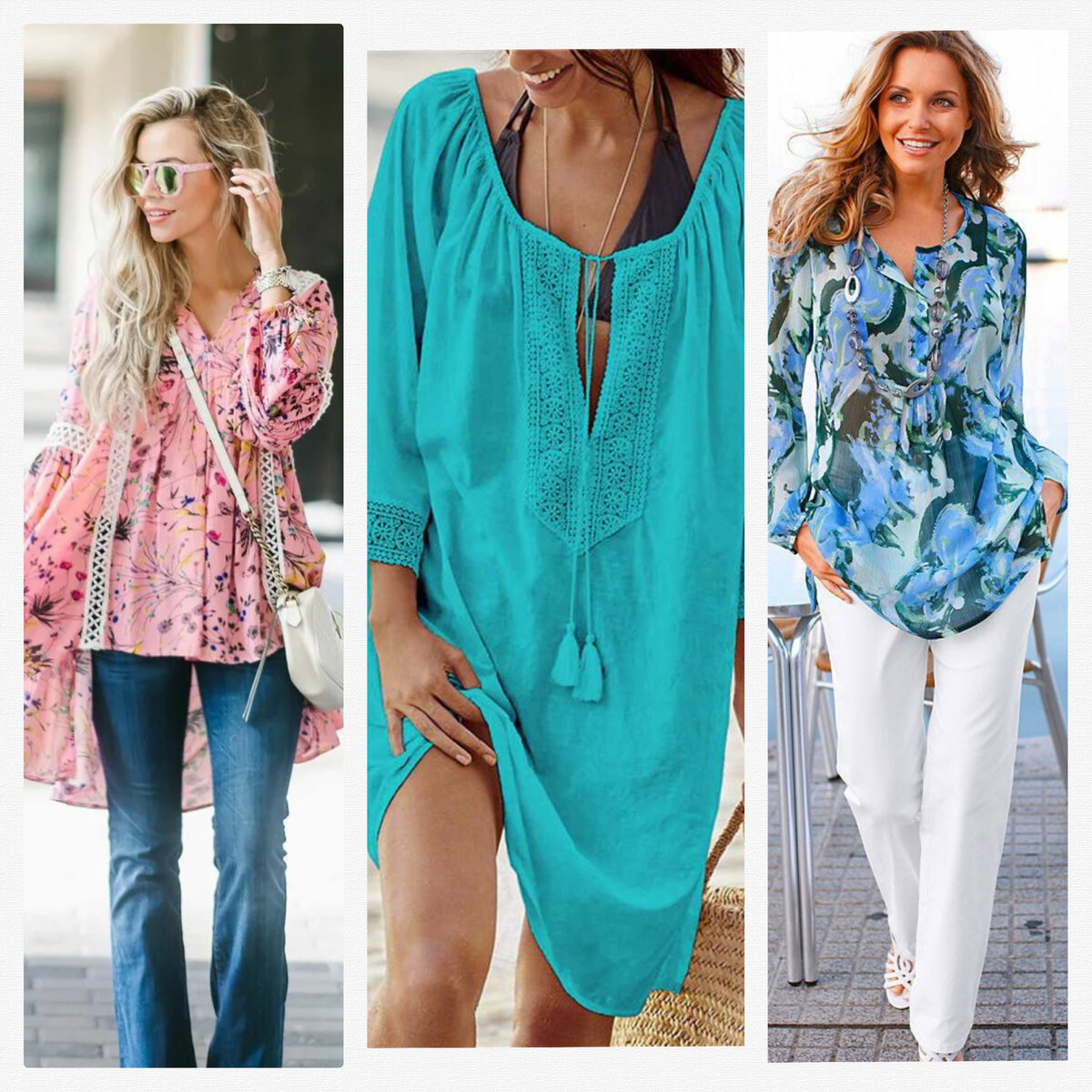 Красивая туника хороша не только на пляж, но и в сочетании с повседневными вещами.