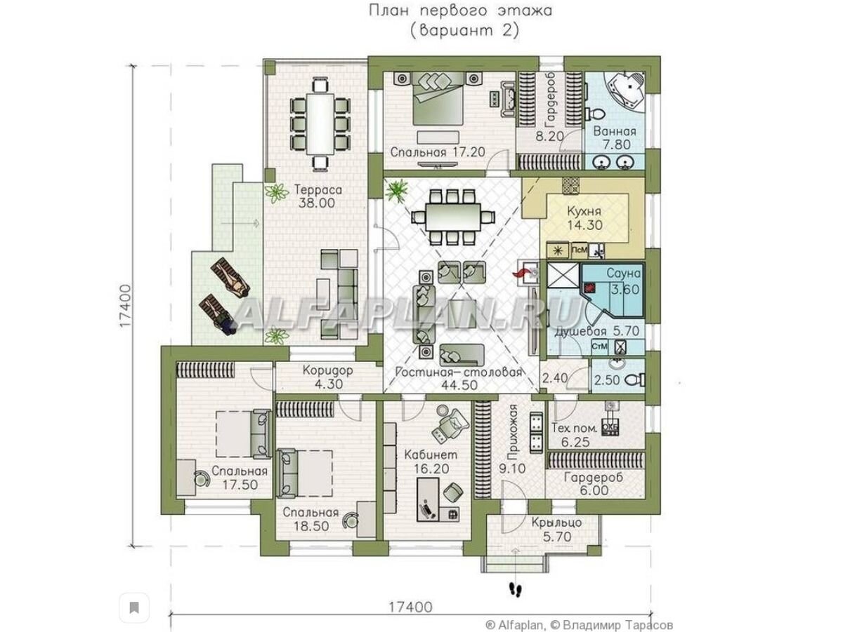 Планировка дома по проекту 666А "Горизонталь" (2 вариант планировки дома) 
