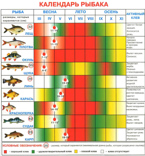 Календарь рыбака на сентябрь