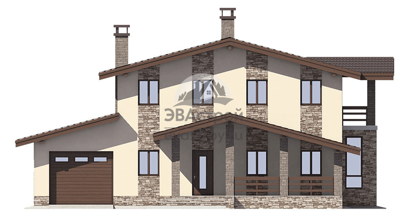 Проект двухэтажного дома 193 м2 с гаражом, балконом и террасой - 81-85