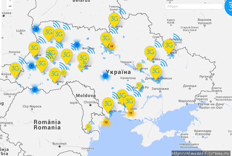 Карта сотовых вышек крым