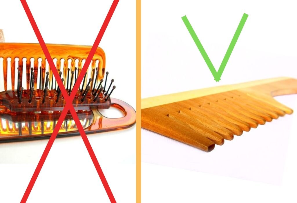 Металлические и пластиковые расчески не подходят для этой процедуры.