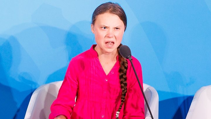 Молодежная климатическая активистка Грета Тунберг выступает на саммите ООН по изменению климата в Центральных учреждениях ООН в Нью-Йорке 23 сентября 2019 года.