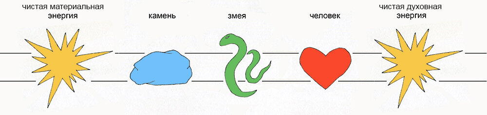 Чистая материальная энергия - Камень - Змея - Человек - Чистая духовная энергия