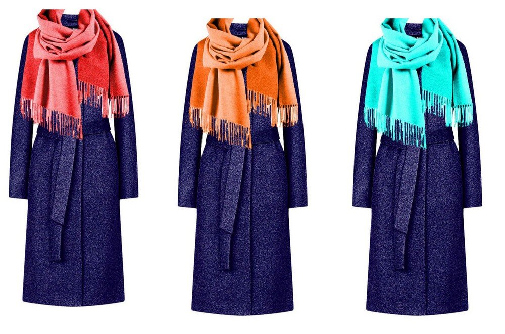 Шарф для женского пальто: как выбрать для серого, бежевого, красного и других цветов