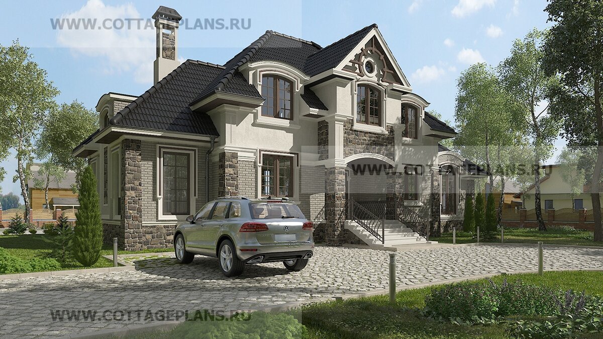 1-й и 2-й фасады дома. Источник фото: https://www.cottageplans.ru