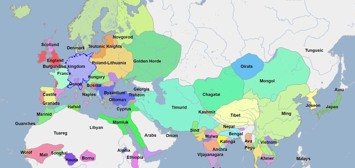 Карта мира 1400 годов